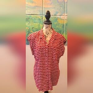 JACHS Girlfriend New York Short Sleeve Red and White Women's Blouse NWOT - L.